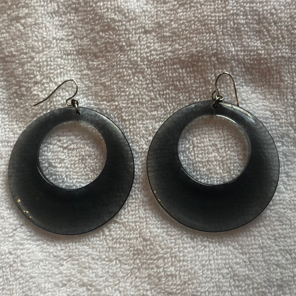 Black transparent plastic hoop earrings